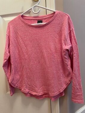 GAP Heathered Pink Long Sleeve Crew Pullover